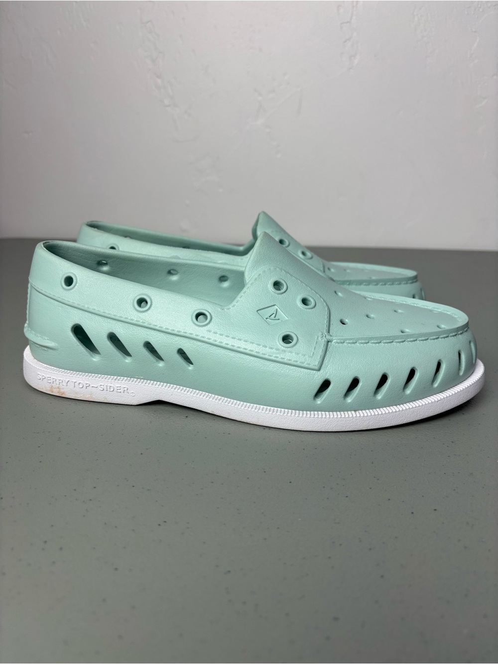 Sperry Original Float Boat Shoes Seafoam Green/Blue Men's 7 Rubber Slip On